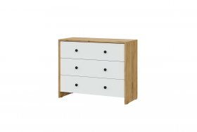 Комод 3 ящика Дольче, Дуб Золотой/Белый в Нижнем Тагиле - nizhnij-tagil.germes-mebel.ru | фото