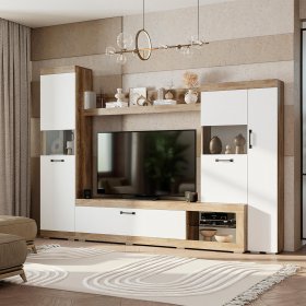 Гостиная Тесла дуб каньон/белый в Нижнем Тагиле - nizhnij-tagil.germes-mebel.ru | фото
