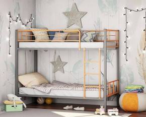 Кровать двухъярусная "Севилья-2.01 комбо" Серый/Оранжевый в Нижнем Тагиле - nizhnij-tagil.germes-mebel.ru | фото