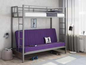 Кровать двухъярусная с диваном "Мадлен" (Серый/Фиолетовый) в Нижнем Тагиле - nizhnij-tagil.germes-mebel.ru | фото