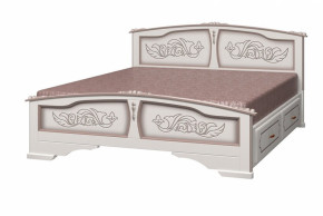 Кровать из массива Елена с 2 ящиками Дуб Молочный (1400х2000) в Нижнем Тагиле - nizhnij-tagil.germes-mebel.ru | фото