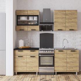 Кухня Крафт 1,6 м Крафт/Черный янтарь в Нижнем Тагиле - nizhnij-tagil.germes-mebel.ru | фото