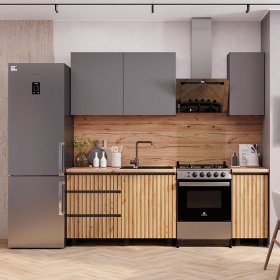 Кухня Шерлок 1,6 м Графит/Крафт в Нижнем Тагиле - nizhnij-tagil.germes-mebel.ru | фото