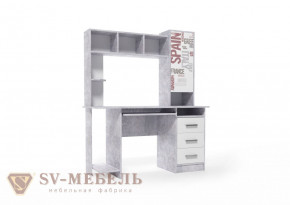 Стол компьютерный №6 Цемент светлый/Белый (с фотопечатью) в Нижнем Тагиле - nizhnij-tagil.germes-mebel.ru | фото