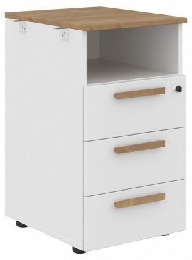 Тумбочка Forta FLC-3D.1, белый/дуб гамильтон в Нижнем Тагиле - nizhnij-tagil.germes-mebel.ru | фото